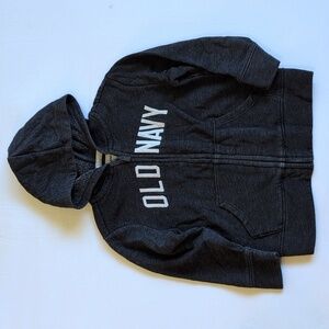 old navy logo charcoal gray zip-up hoodie sweatshirt 3T toddler boys